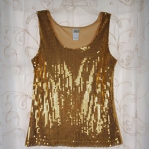 Too Mi Gold Sequin Tank Top